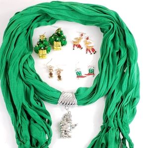 Christmas scarf in 4 pairs of earrings